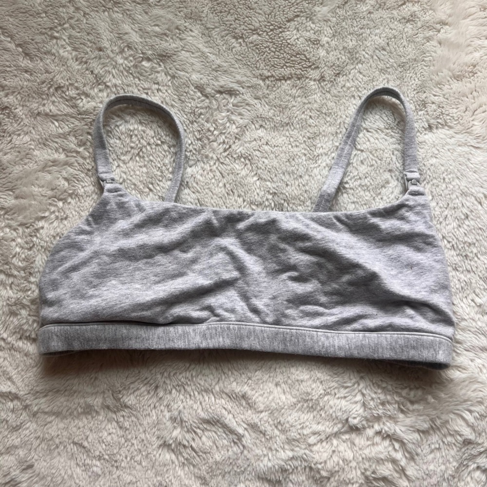 Skims Womens Cotton Jersey Scoop Bralette Heather Grey Adjustable Straps Size M